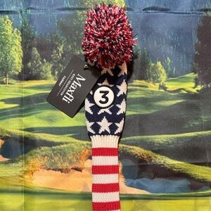 Men’s American Flag Pom-Pom 3 Wood Fairway Headcover (NWT)